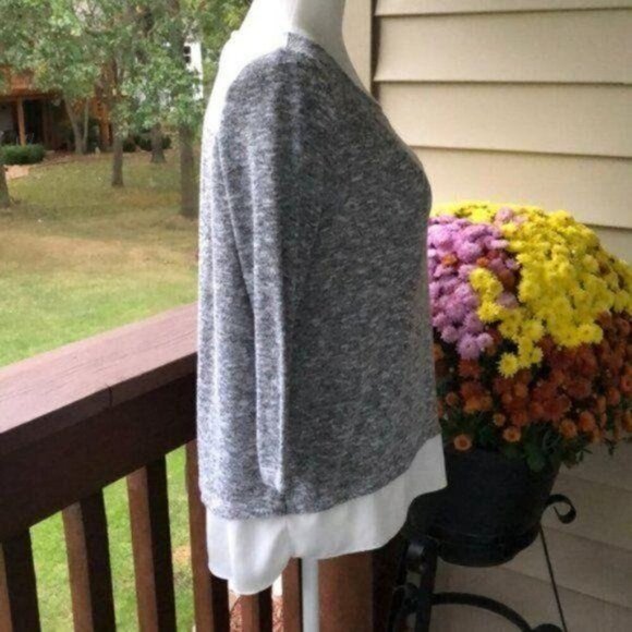 The Limited Mixed Media Sweater, Gray Ivory Scoop Neck Women's Size XS - Picture 3 of 8